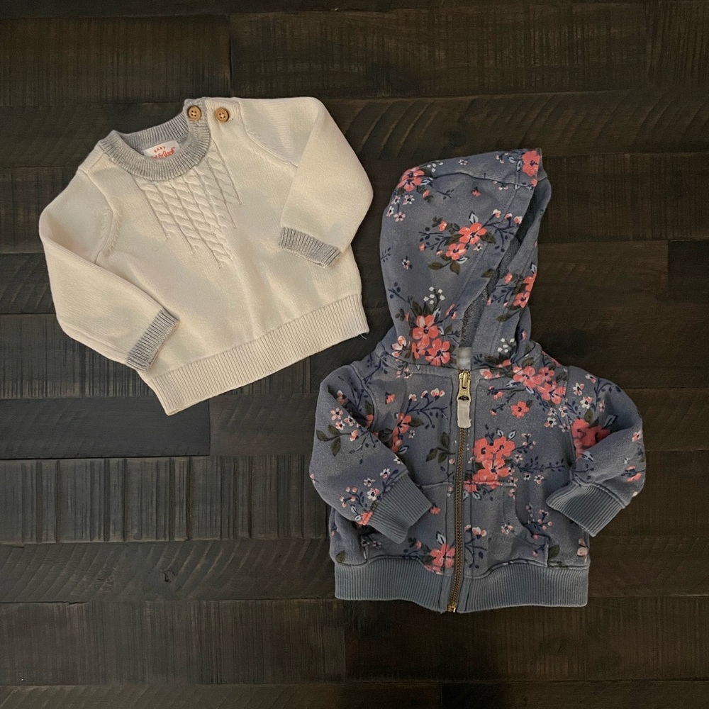 Newborn hoodie + NWOT sweater bundle